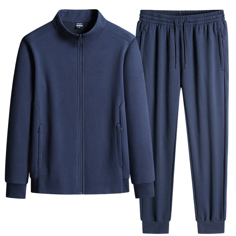 Herren Modernes Freizeit-Trainingsset aus Thermofleece mit Stehkragen‑Zipjacke & konischer Jogginghose Echoarchiv