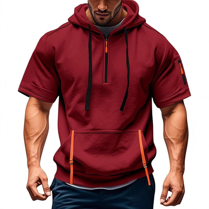 Herren Kurzarm-Hoodie mit praktischem Reißverschluss Echoarchiv