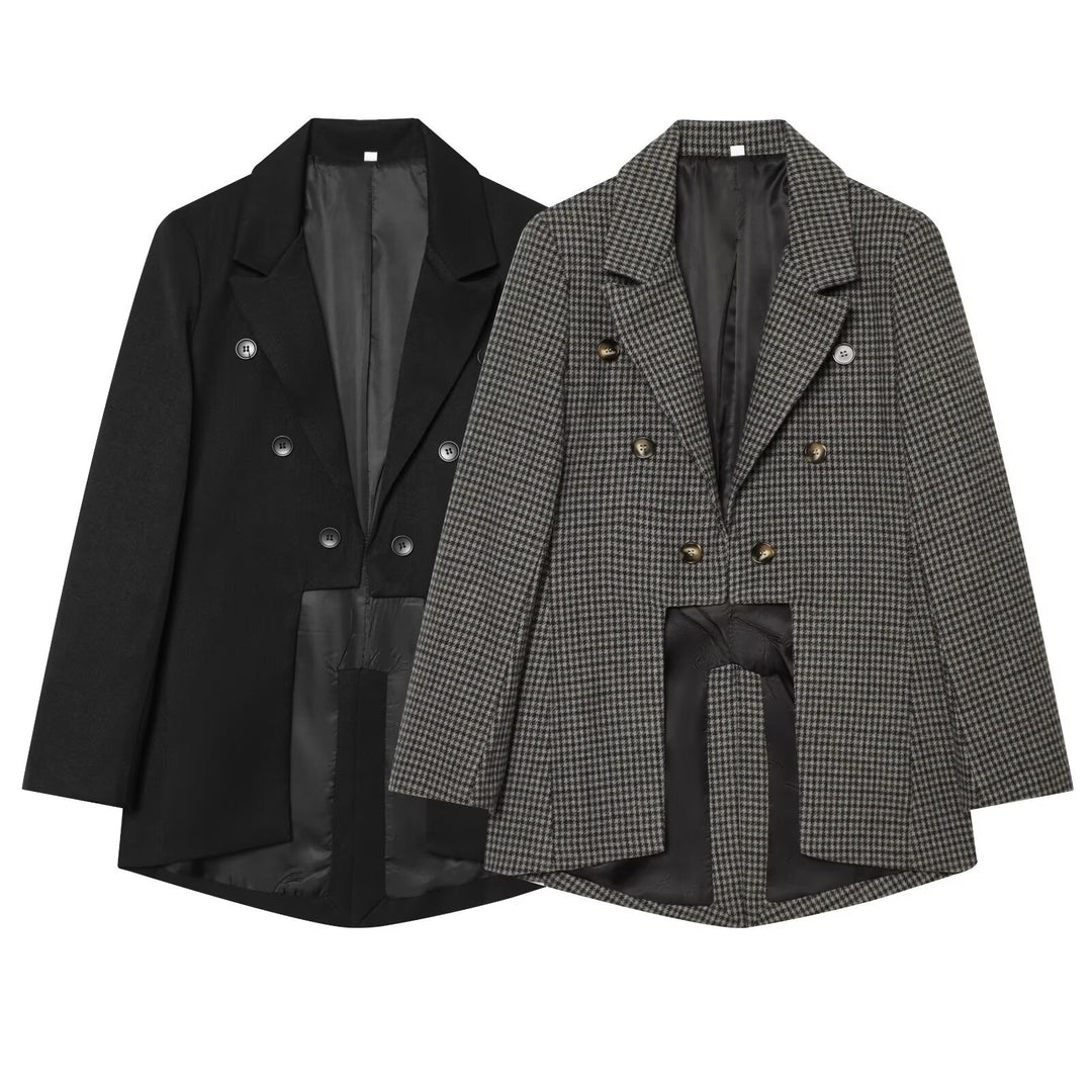 Damen Doppelreihiger Oversize-Blazer mit Satinfutter und verlängertem Saum Echo Archiv