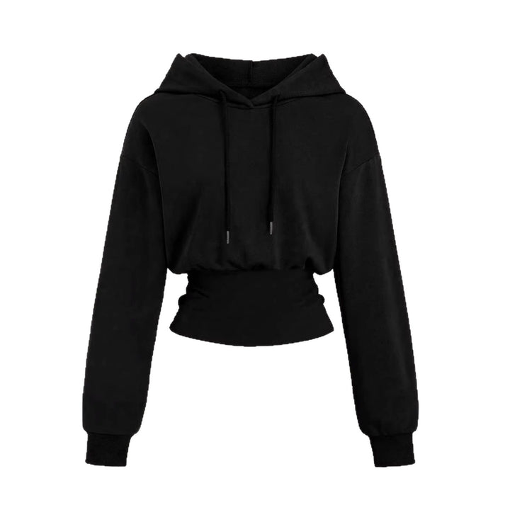 Damen Kurz geschnittener Kapuzenpullover mit tailliertem Rippenbund – Avérine