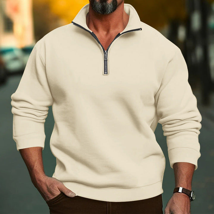 Herren Sweatshirt mit halblangem Reißverschluss und weichem Innenfutter – Marzano