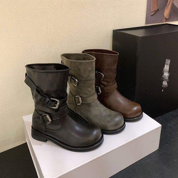 Damen Modische Stiefeletten mit Buckle-Details Echo Archiv