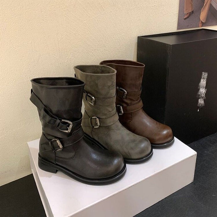 Damen Modische Stiefeletten mit Buckle-Details Echo Archiv
