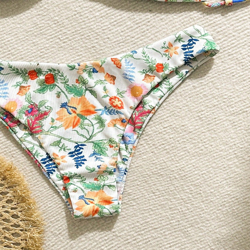 Damen Verschnörkelter Bikini mit floralem Design Echo Archiv