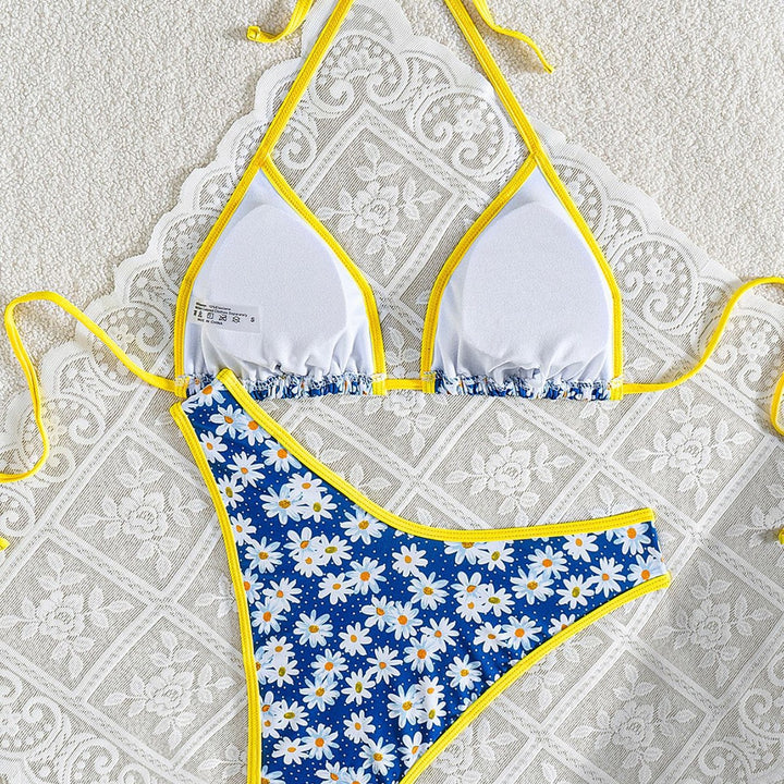 Damen Blumenmuster Bikini-Set mit verstellbaren Trägern und hohem Beinausschnitt Echo Archiv