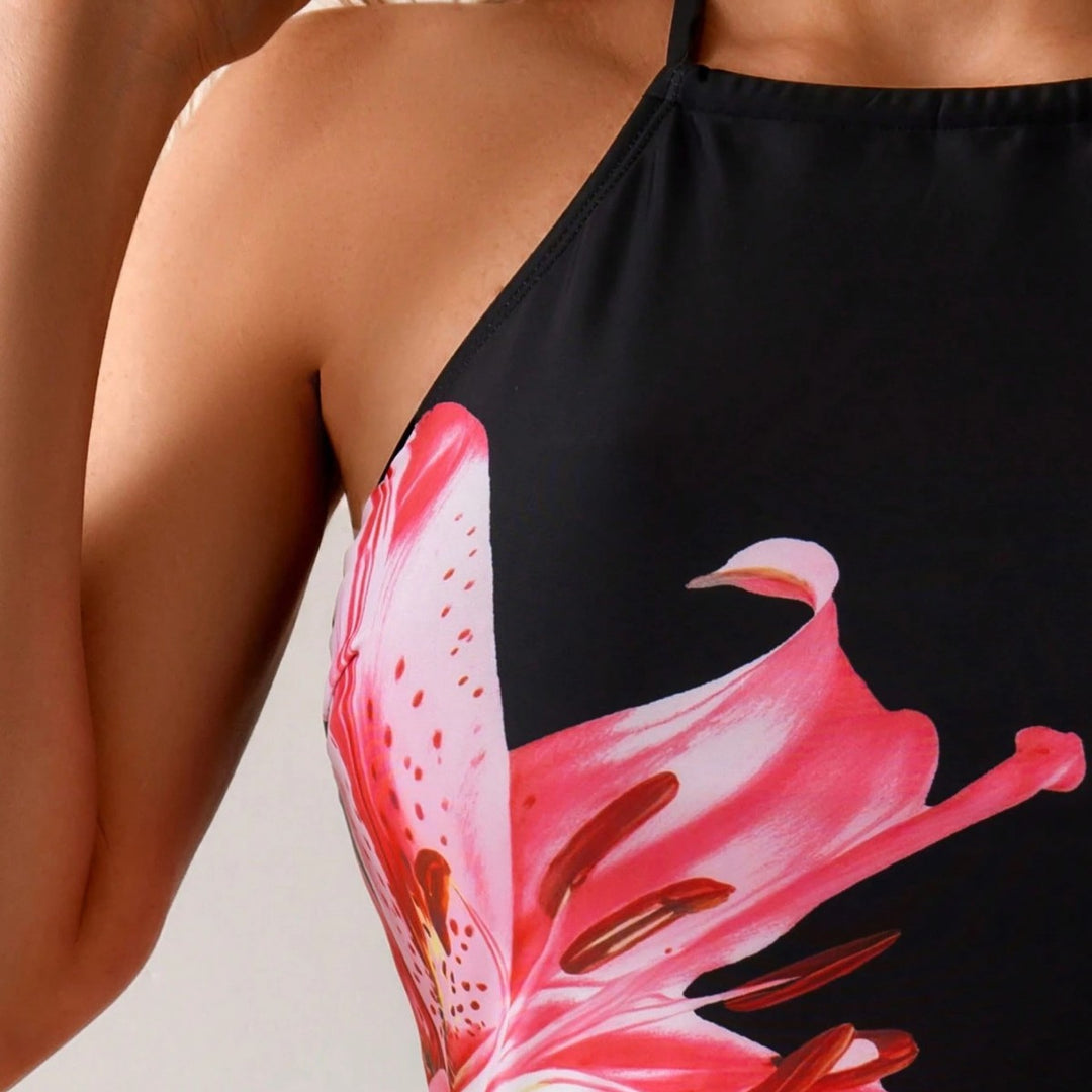Damen Tankini-Set mit verspieltem floralen Muster und seitlichen Bindebändern Echo Archiv