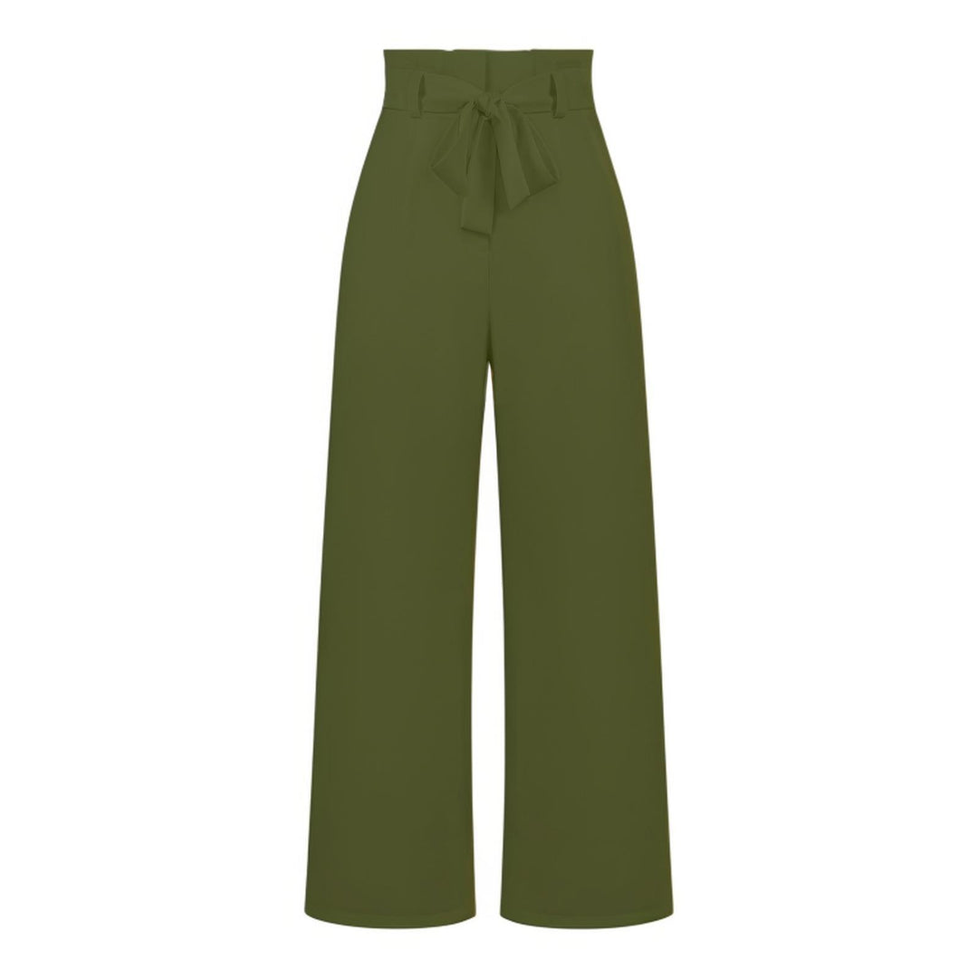Damen hochtaillierte Paperbag-Hose mit weitem Bein und Taillengürtel – Avérine