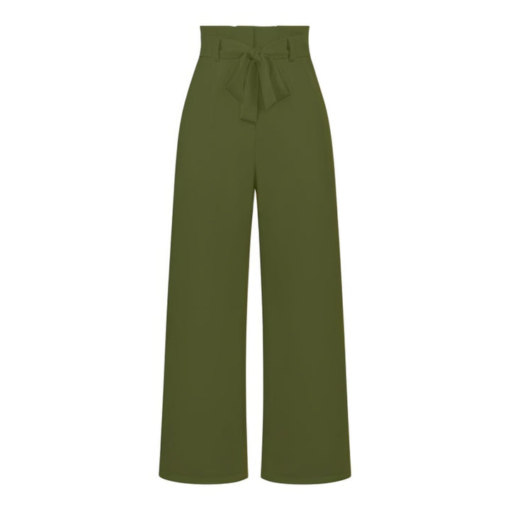 Damen hochtaillierte Paperbag-Hose mit weitem Bein und Taillengürtel – Avérine