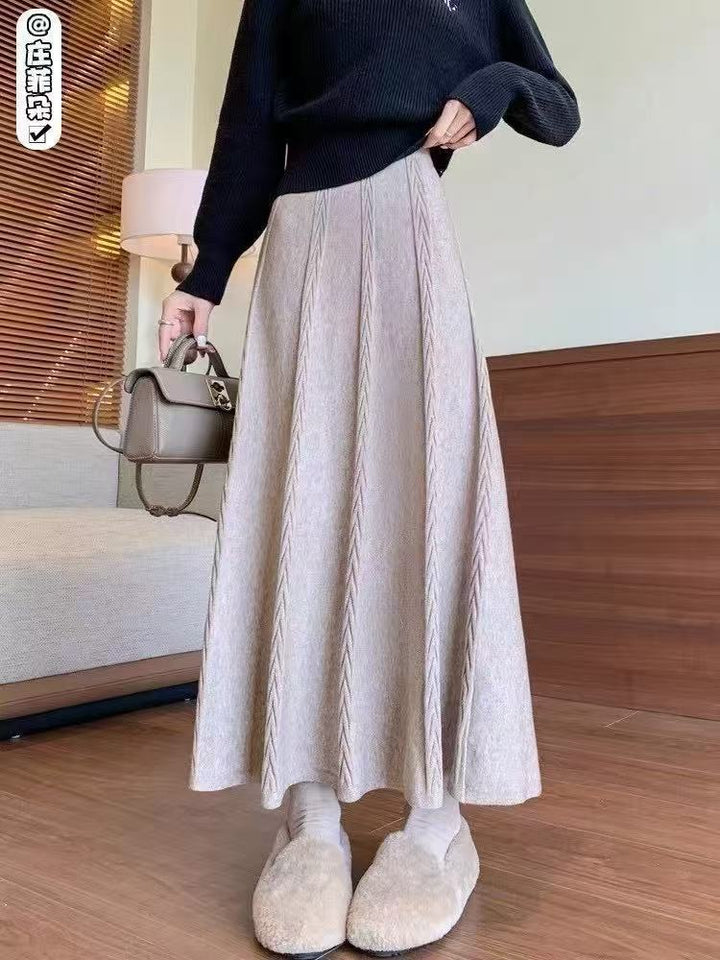 Damen Eleganter Midirock mit feinem Zopfmuster Echo Archiv
