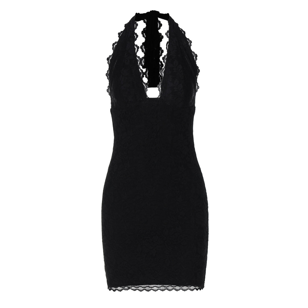 Damen Spitzen-Minikleid mit verführerischem V-Ausschnitt und eleganten Details Echo Archiv