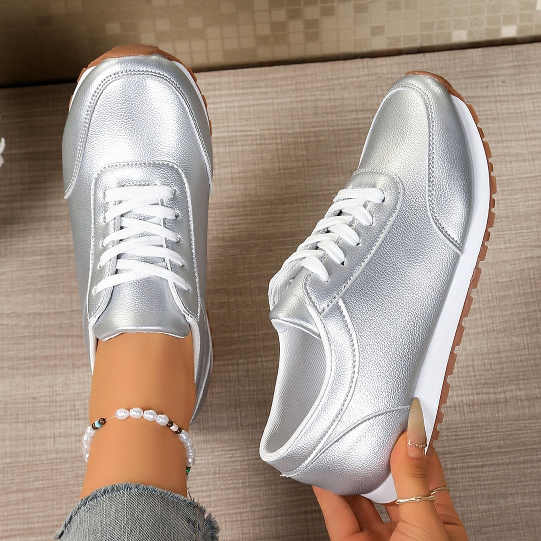 Damen  leichte Schnür-Sneaker aus Kunstleder mit gepolstertem Komfortfußbett und profilierter Gummisohle Echo Archiv