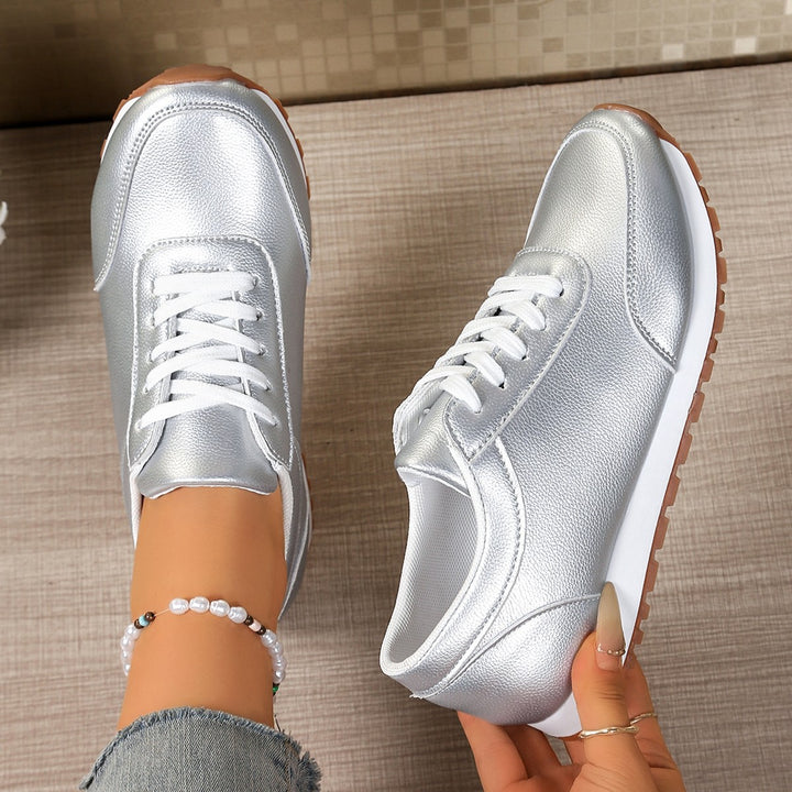 Damen  leichte Schnür-Sneaker aus Kunstleder mit gepolstertem Komfortfußbett und profilierter Gummisohle Echo Archiv
