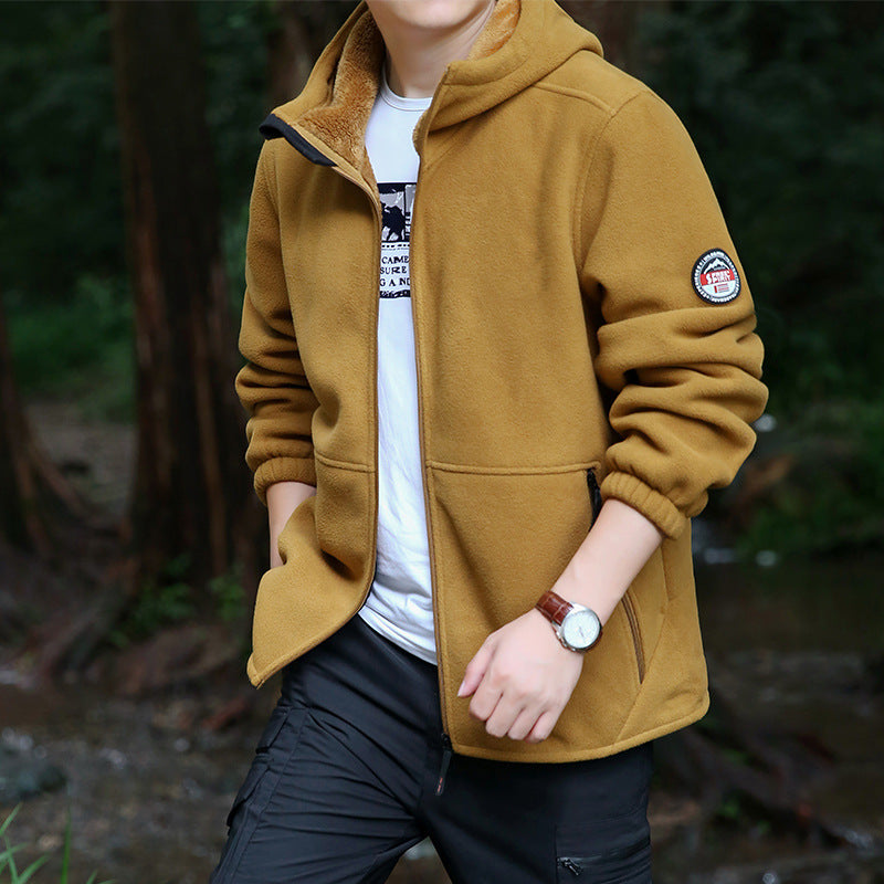Herren Kapuzen-Fleecejacke mit Sherpa-Innenfutter, Zwei-Wege-Reißverschluss und windabweisender Front Echo Archiv