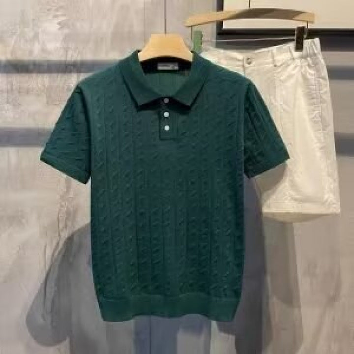Herren Elegantes Kurzarm-Polohemd mit strukturiertem Design Echo Archiv
