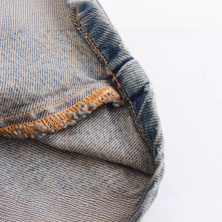 Damen nan oversized Denim-Tunika mit halbem Reißverschluss, weitem Schnitt und Brusttasche Echo Archiv