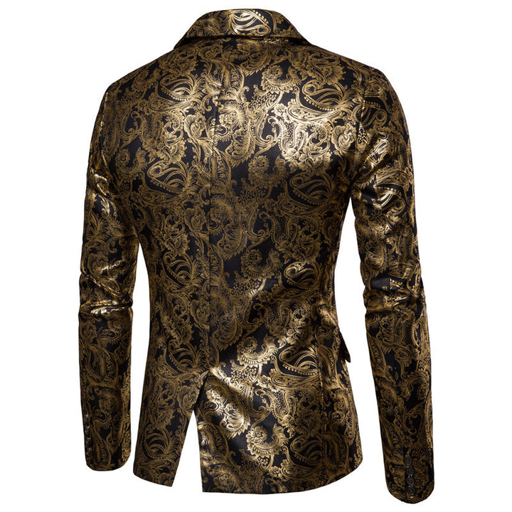 Herren exklusiver Paillettenblazer mit goldenen Verzierungen und modernem Schnitt Echoarchiv