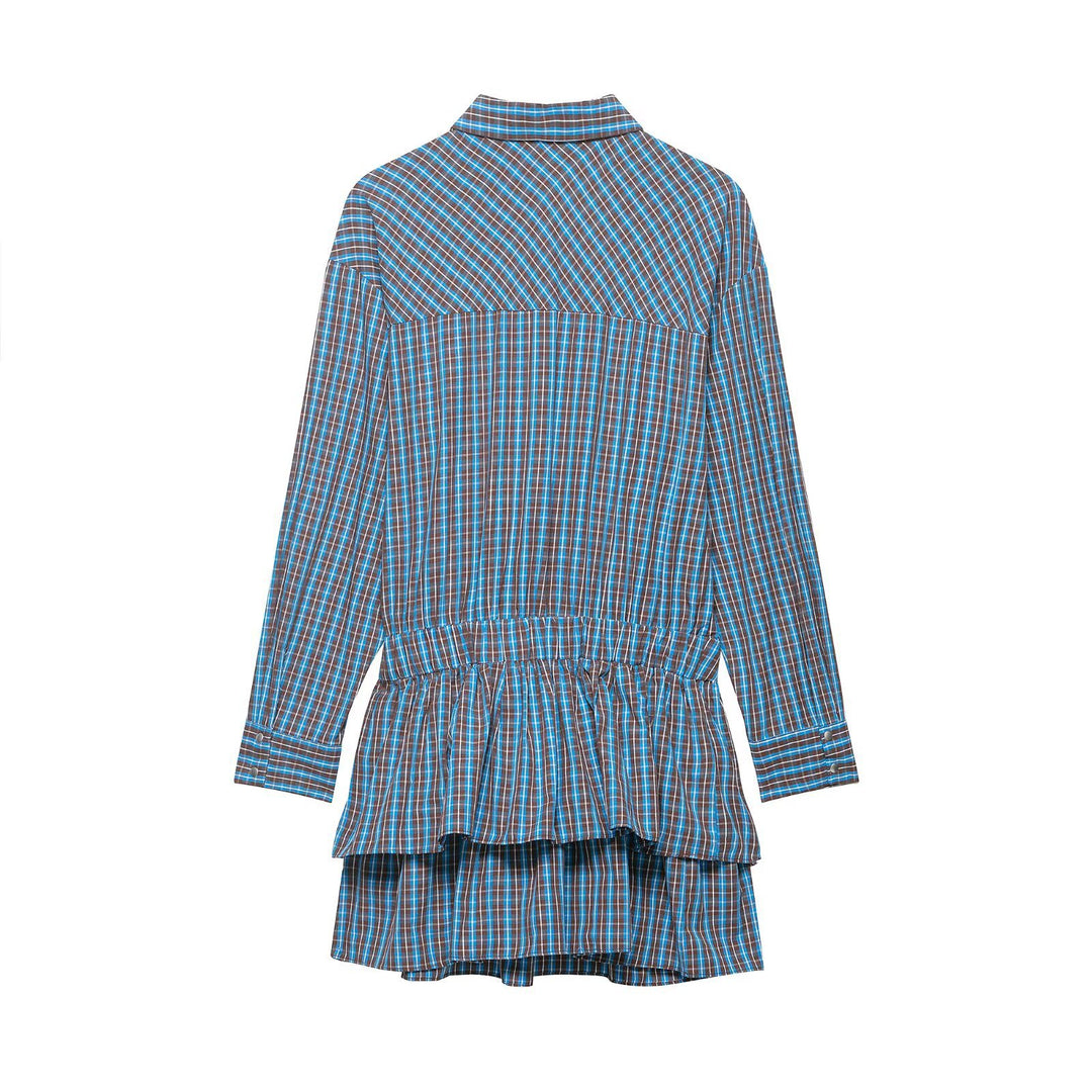 Damen Tailliertes Hemdkleid im Karomuster mit Bindegürtel und Stufenrock Echo Archiv