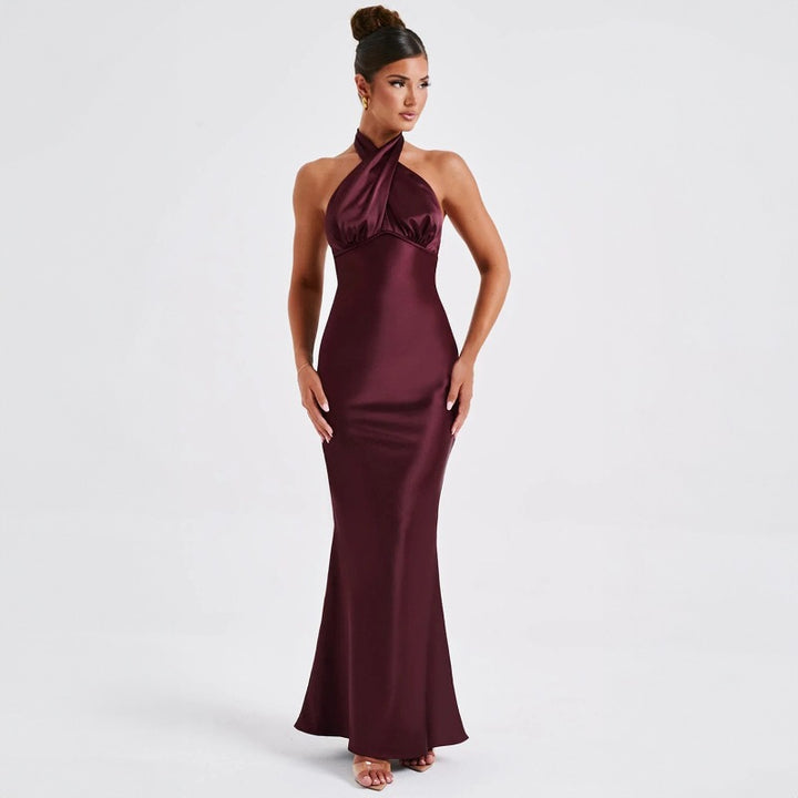 Damen Elegantes Maxikleid mit raffinierter Wickeloptik und schulterfreiem Design Echo Archiv