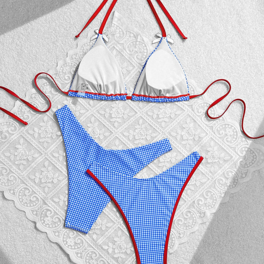 Damen Triangel-Bikini im karierter Schnitt Echo Archiv