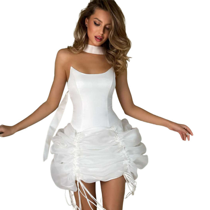 Damen Minikleid mit raffiniertem Drapierungsdesign und verstellbaren Trägern Echo Archiv