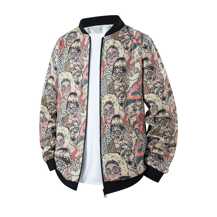 Herren Bomberjacke im Ethno-Print mit leichter Wattierung und geripptem Saum Echo Archiv