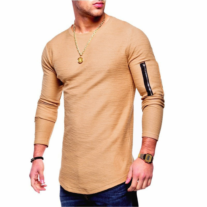 Herren Langarmshirt mit modernem Texturmuster und praktischer Armtasche Echoarchiv