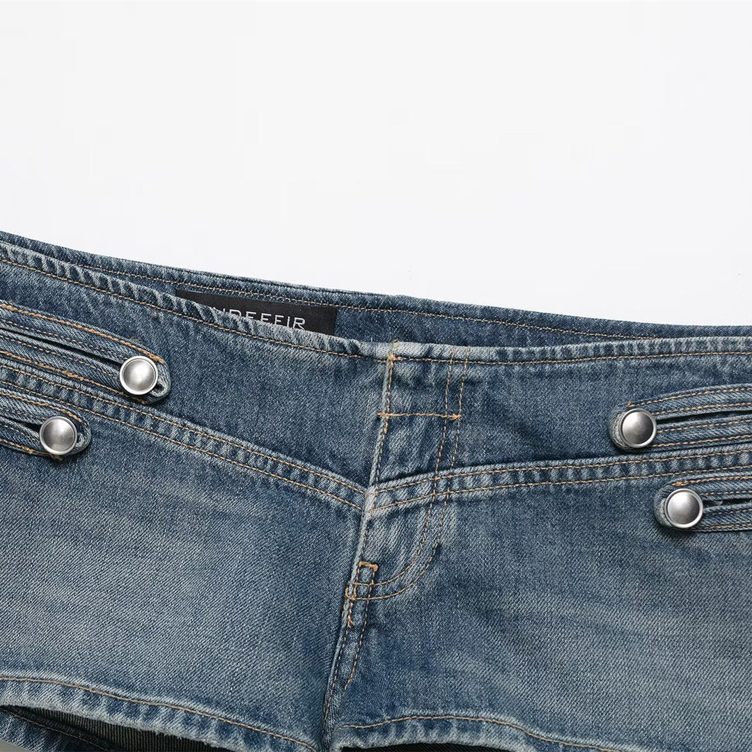 Damen Denim-Shorts mit dekorativen Knöpfen Echo Archiv