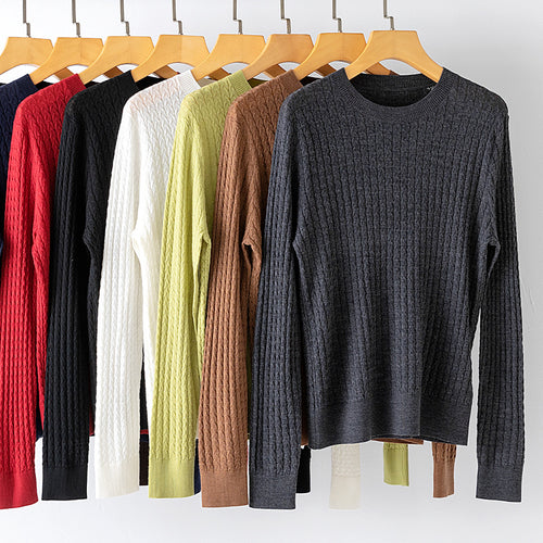 Damen Feiner Zopfstrick-Pullover mit Rundhalsausschnitt und gerippten Abschlüssen Echoarchiv