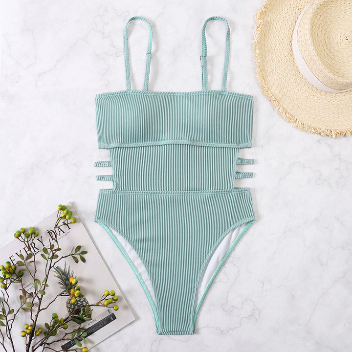 Damen Einteiler Badeanzug mit elegantem Rippendesign und figurschmeichelnder Silhouette Echo Archiv