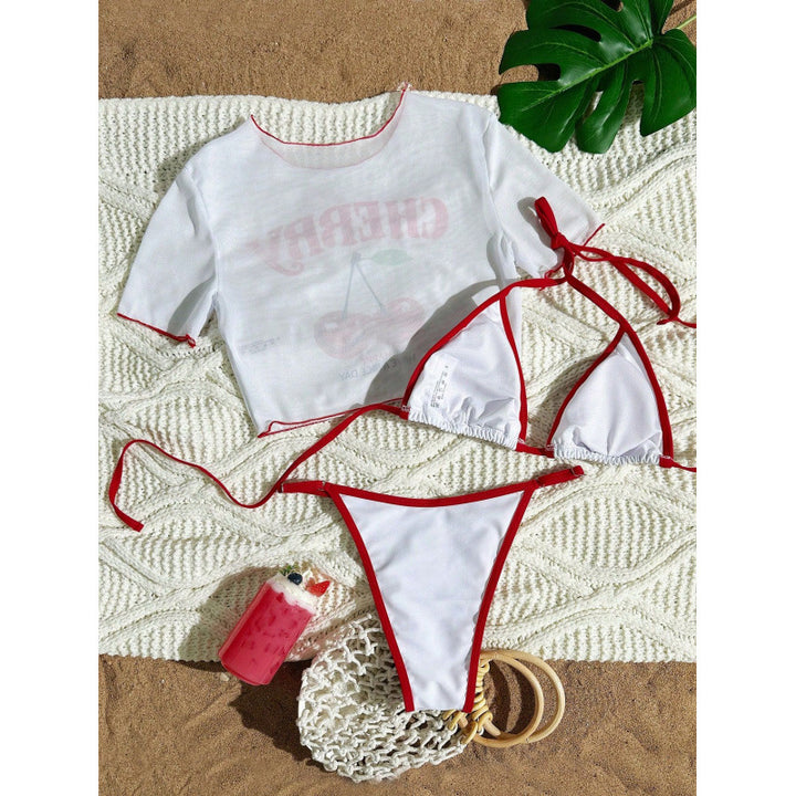 Damen Crop-Top Bikini-Set mit sportlichem Schnitt und Brasil-Print Echo Archiv
