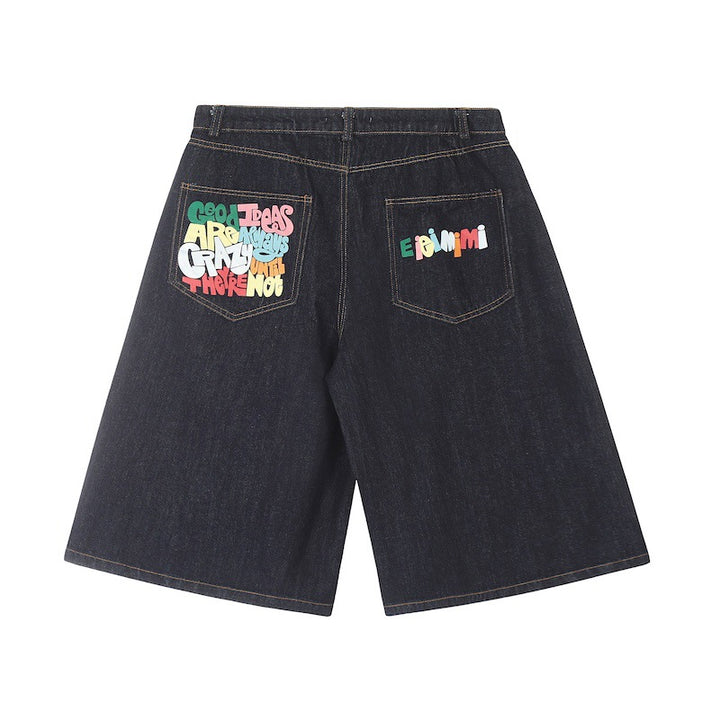 Damen Weite Jeans mit buntem Aufdruck Echoarchiv