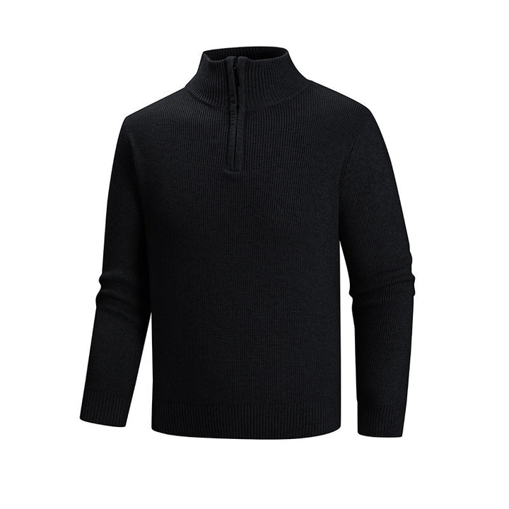 Herren modischer Strickpullover mit halbem Reißverschluss und strukturiertem Muster Echoarchiv