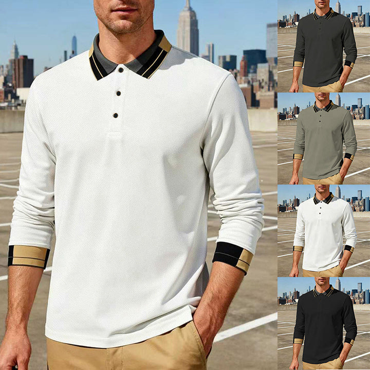 Herren nan langärmeliges Poloshirt mit Kontrastkragen und gerippten Manschetten Echo Archiv