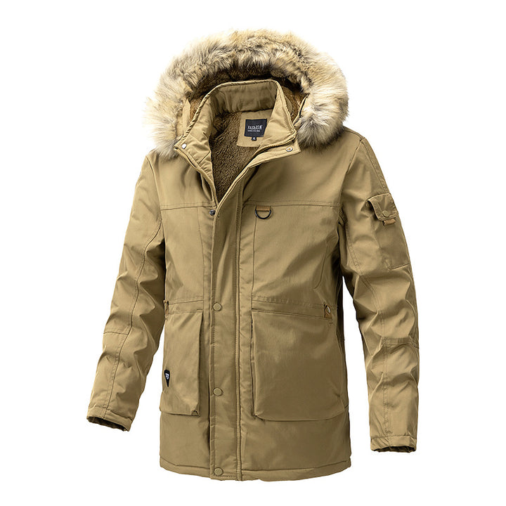 Herren Canvas-Parka mit Sherpa-Innenseite, verlängerter Schnitt und Utility-Ärmeltasche Echoarchiv