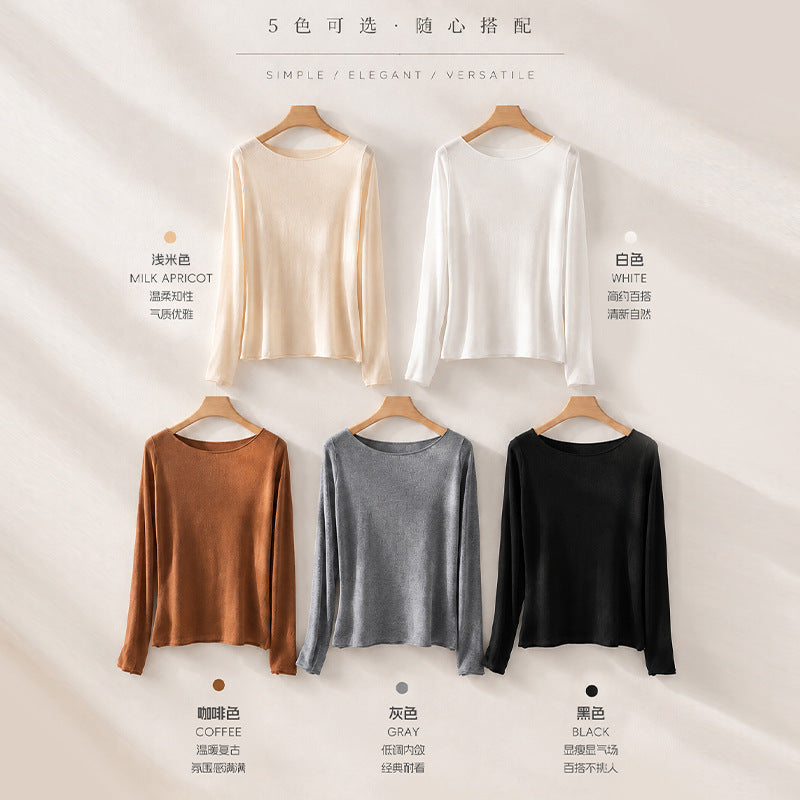Damen Langarm-Feinstrickshirt mit U-Boot-Ausschnitt und leichtem Fall Echo Archiv