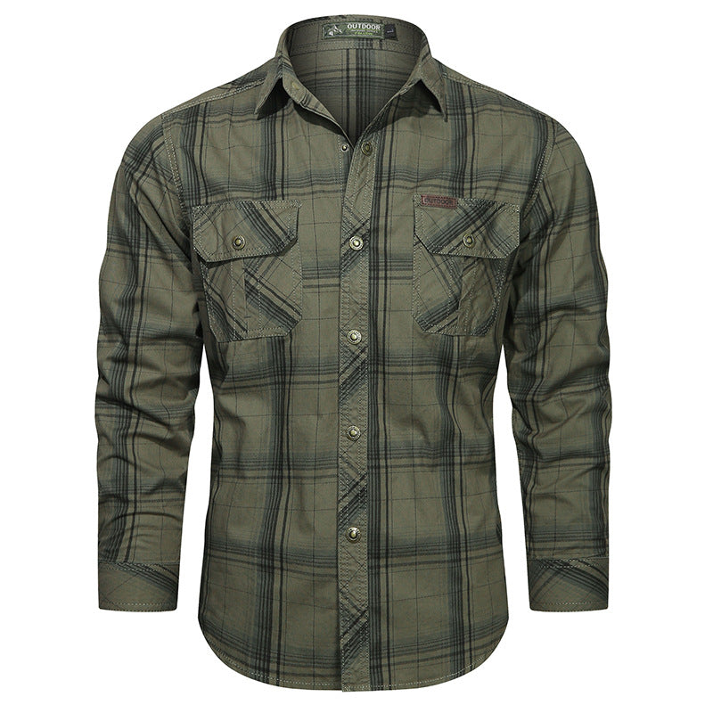 Herren nan kariertes Flanell-Outdoorhemd mit verstärkten Klappbrusttaschen und ergonomischem Rückendetail Echo Archiv