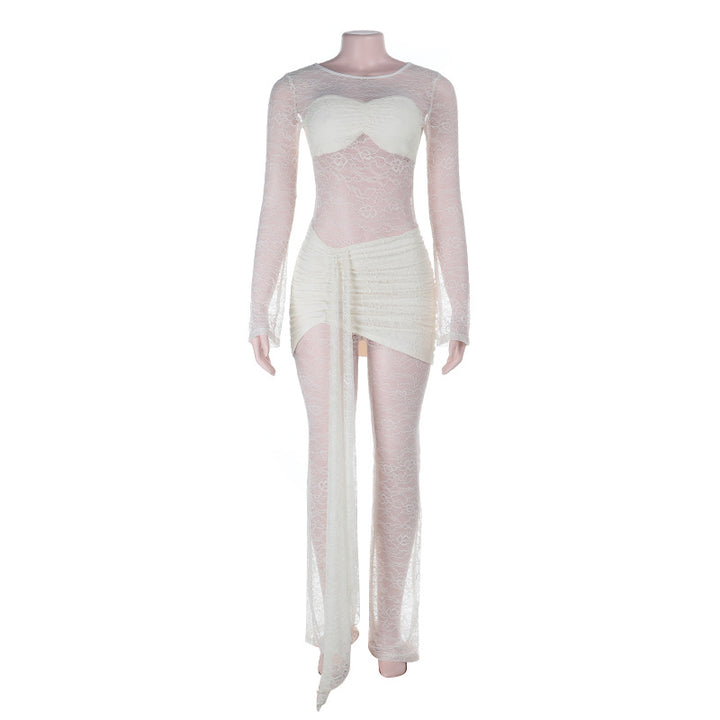 Damen Eleganter Overall aus Spitze mit langen Ärmeln Echo Archiv