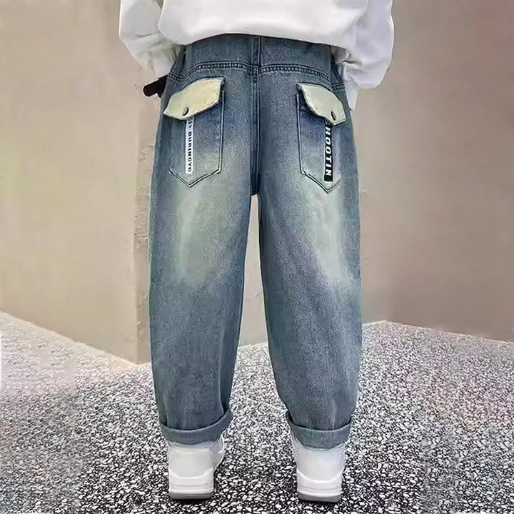 Unisex Weit geschnittene lässige Denim-Hose mit speziellen Taschen Echo Archiv