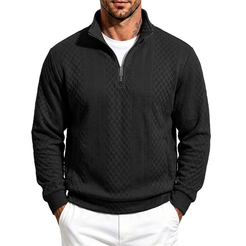 Herren Strukturierter Halbzip-Sweater aus Feinstrick mit Zopfmuster und Eingriffstaschen Echoarchiv