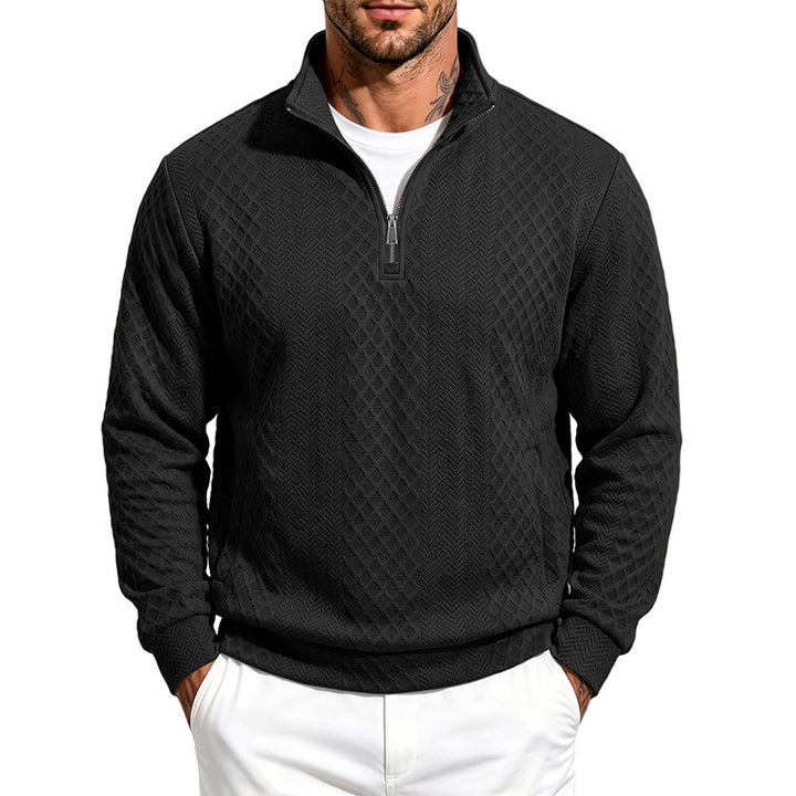 Herren Strukturierter Halbzip-Sweater aus Feinstrick mit Zopfmuster und Eingriffstaschen Echoarchiv
