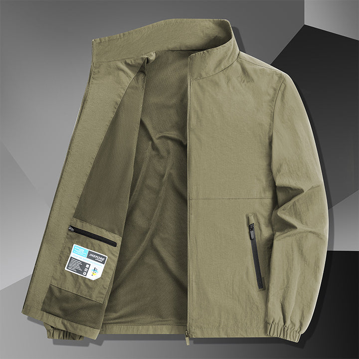 Herren Leichte Baumwoll-Mix-Übergangsjacke mit Stehkragen und verdecktem Reißverschluss Echo Archiv