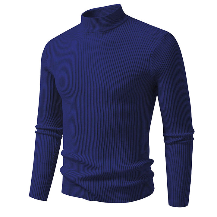 Herren Rippstrick-Mockneck-Pullover schmaler Schnitt thermischer Feinstrick Echo Archiv
