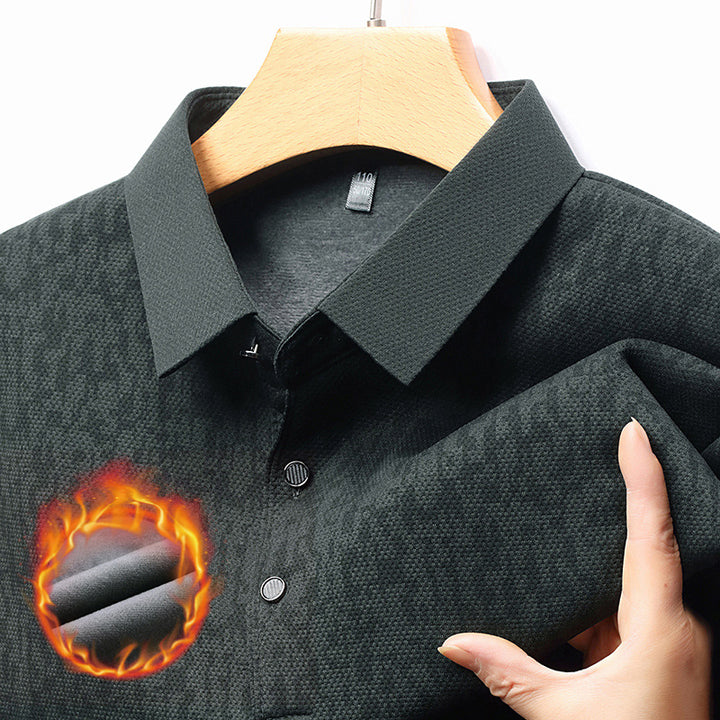 Herren Langarm Poloshirt mit strukturiertem Design und feuchtigkeitsregulierendem Stoff Echoarchiv