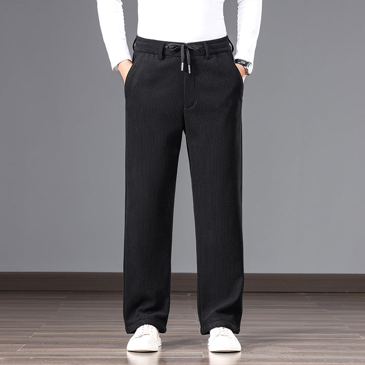 Herren Lässige Relaxed-Fit Baumwoll-Mix Freizeithose mit Kordelzug und geradem Bein Echo Archiv