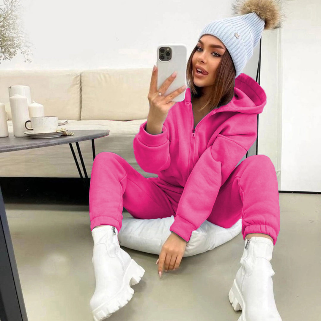 Damen nan weiches Reißverschluss-Hoodie und taillierte Komfort-Jogginghose Set mit innenliegendem Fleece Echo Archiv