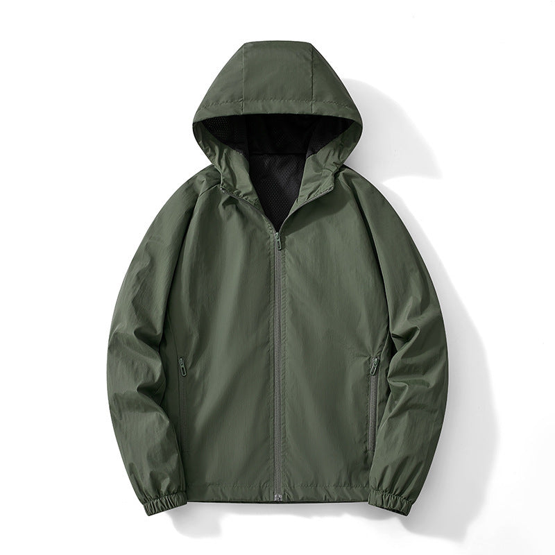 Herren Ultraleichter Kapuzen-Windbreaker mit atmungsaktivem Mesh‑Futter und verdecktem Reißverschluss Echo Archiv