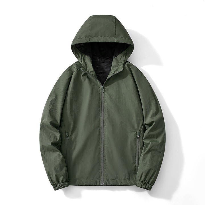 Herren Ultraleichter Kapuzen-Windbreaker mit atmungsaktivem Mesh‑Futter und verdecktem Reißverschluss Echo Archiv