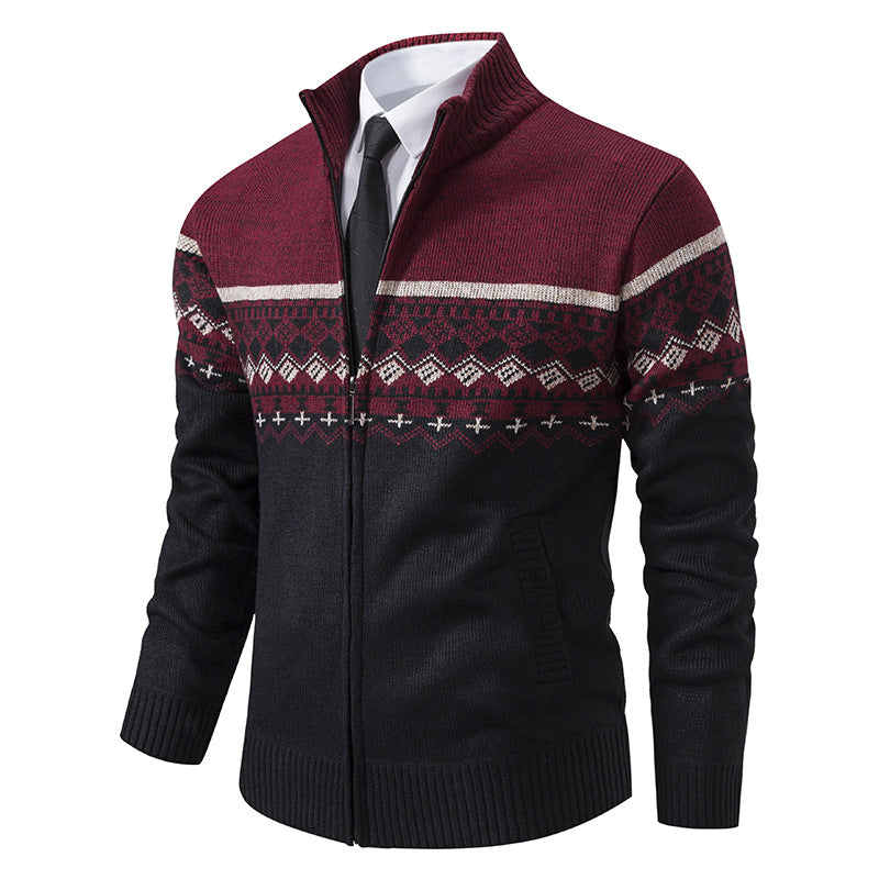 Herren Strickjacke mit Stehkragen und Norweger-Muster Echoarchiv