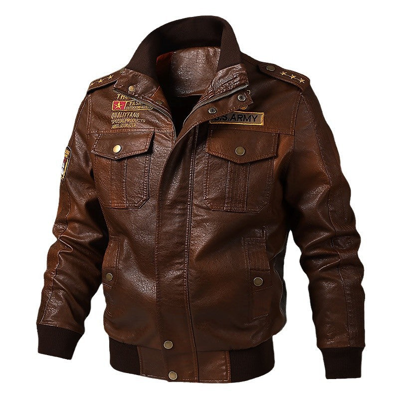 Herren Modische Bikerjacke mit gestickten Applikationen Echo Archiv