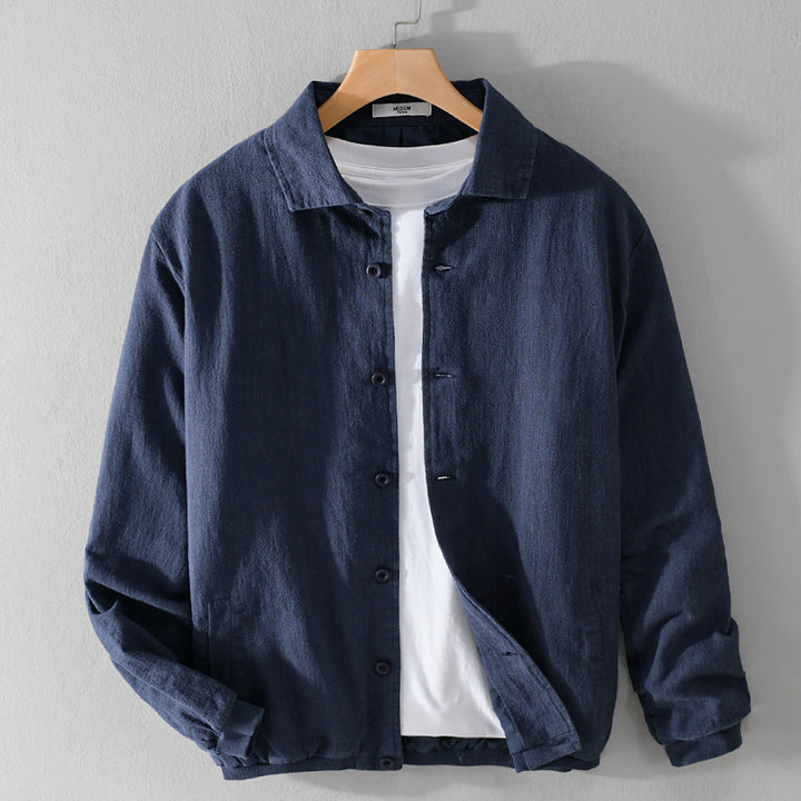 Herren Leichte Leinen-Hemdjacke mit Knopfleiste und Relaxed Fit Echoarchiv